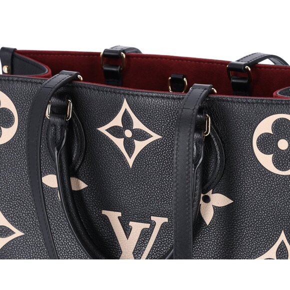Louis Vuitton Empreinte Giant Monogram On The Go MM Shoulder Tote Black Beige - Picture 13 of 13